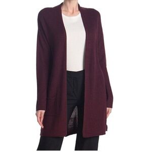 T Tahari | Cashmere Blend Pocket Cardigan | Burgundy | Size S